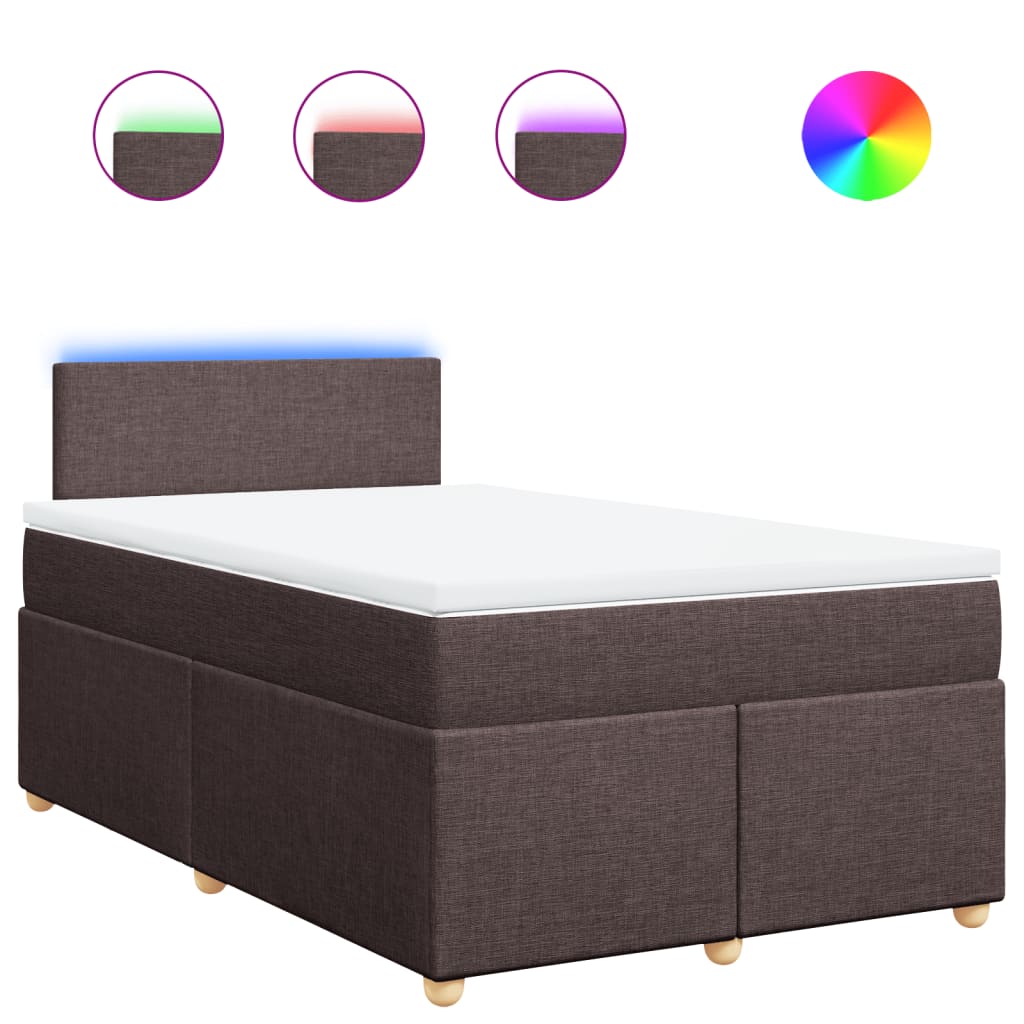 vidaXL Κρεβάτι Boxspring με Στρώμα Σκούρο Καφέ 120x200 εκ. Υφασμάτινο