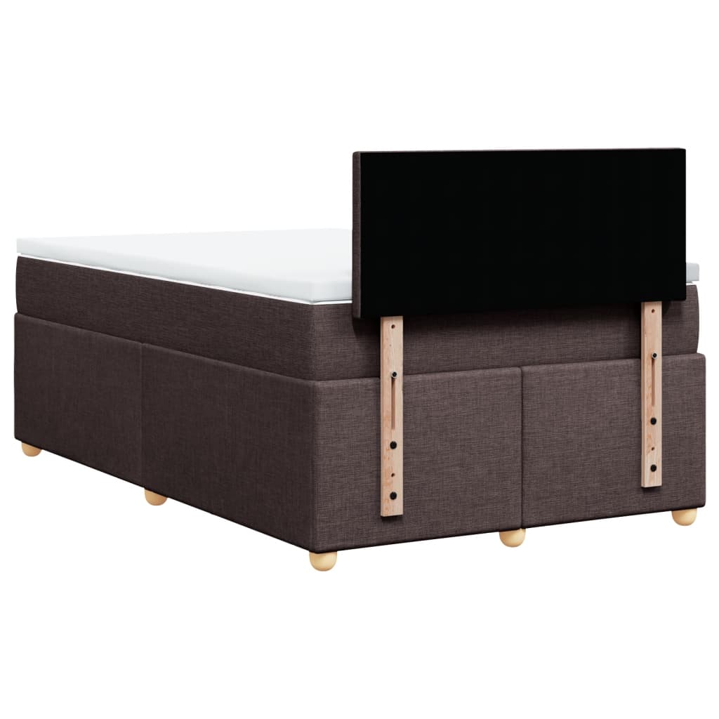 vidaXL Κρεβάτι Boxspring με Στρώμα Σκούρο Καφέ 120x200 εκ. Υφασμάτινο