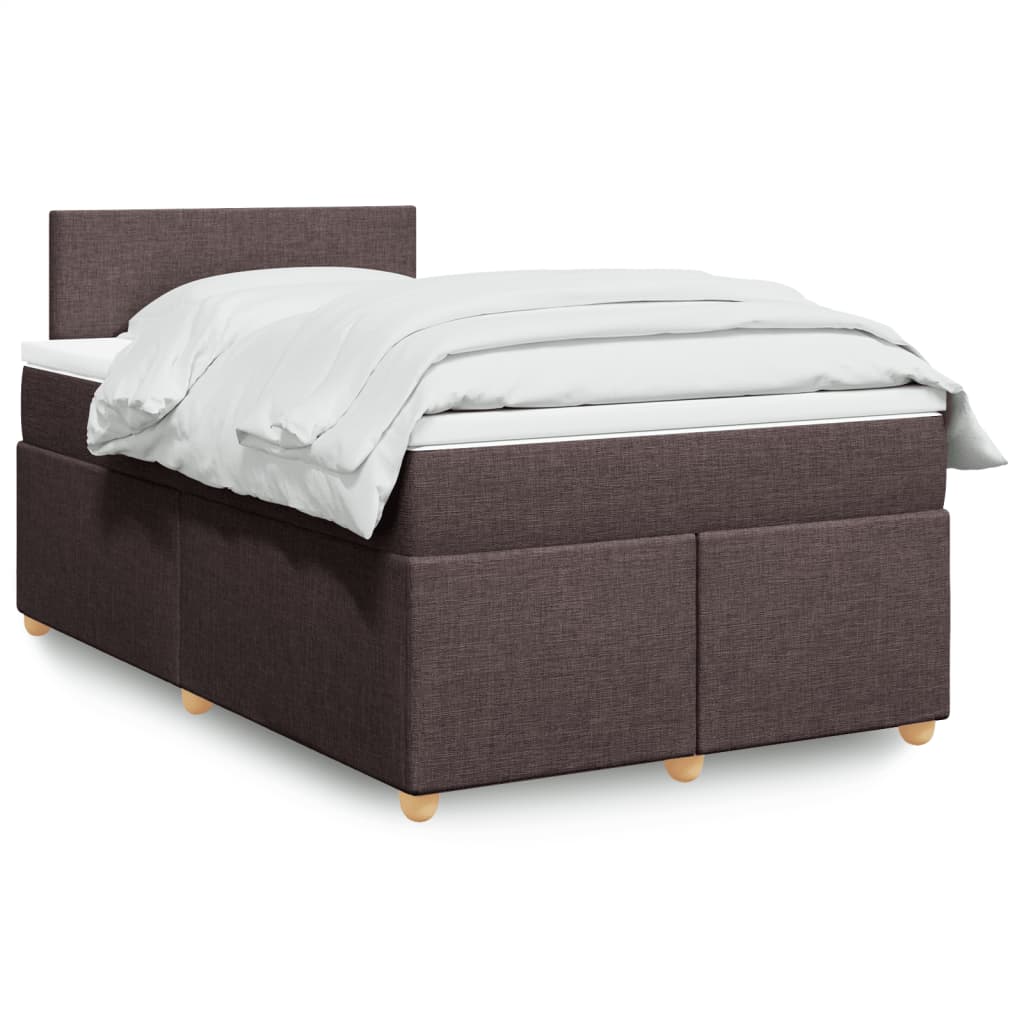 vidaXL Κρεβάτι Boxspring με Στρώμα Σκούρο Καφέ 120x200 εκ. Υφασμάτινο