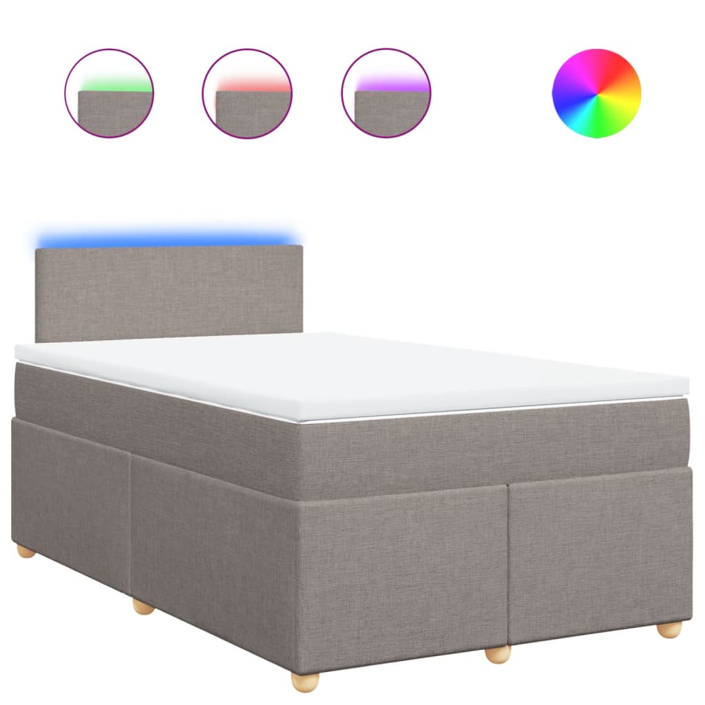 vidaXL Κρεβάτι Boxspring με Στρώμα Taupe 120x200 εκ. Υφασμάτινο