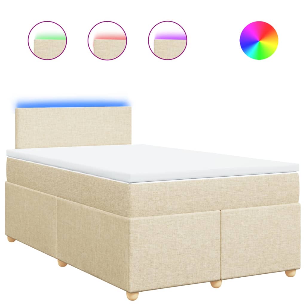 vidaXL Κρεβάτι Boxspring με Στρώμα Κρεμ 120x200 εκ. Υφασμάτινο