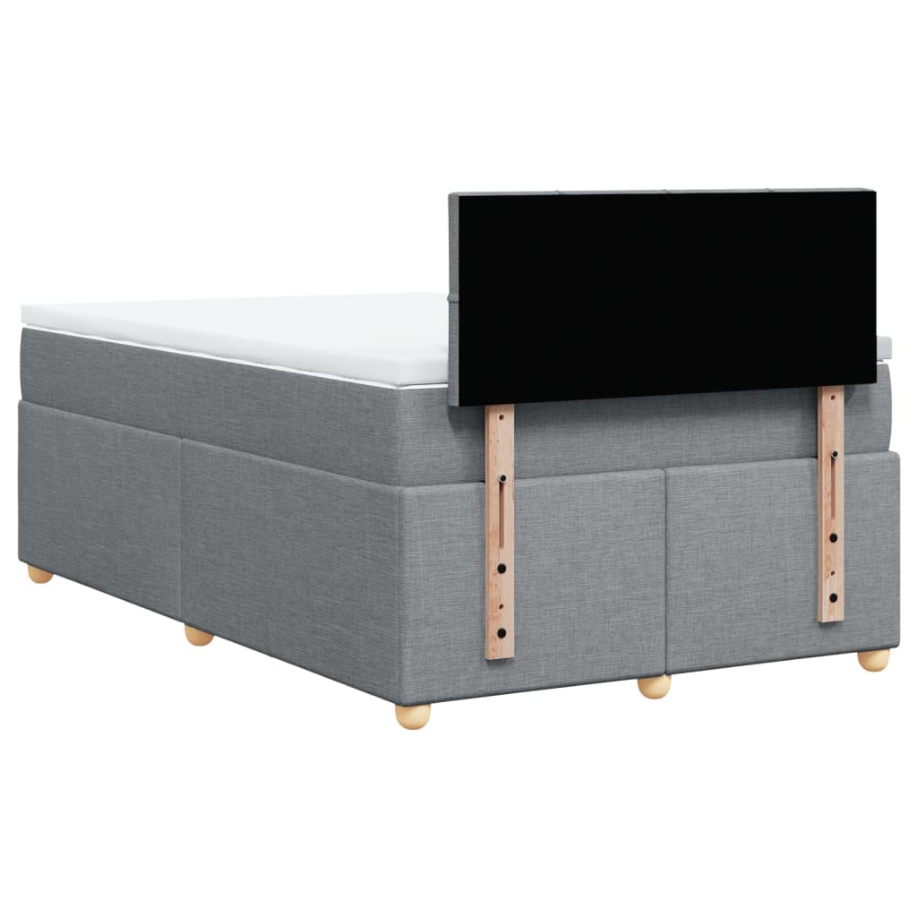 vidaXL Κρεβάτι Boxspring με Στρώμα Ανοιχτό Γκρι 120x200 εκ. Υφασμάτινο