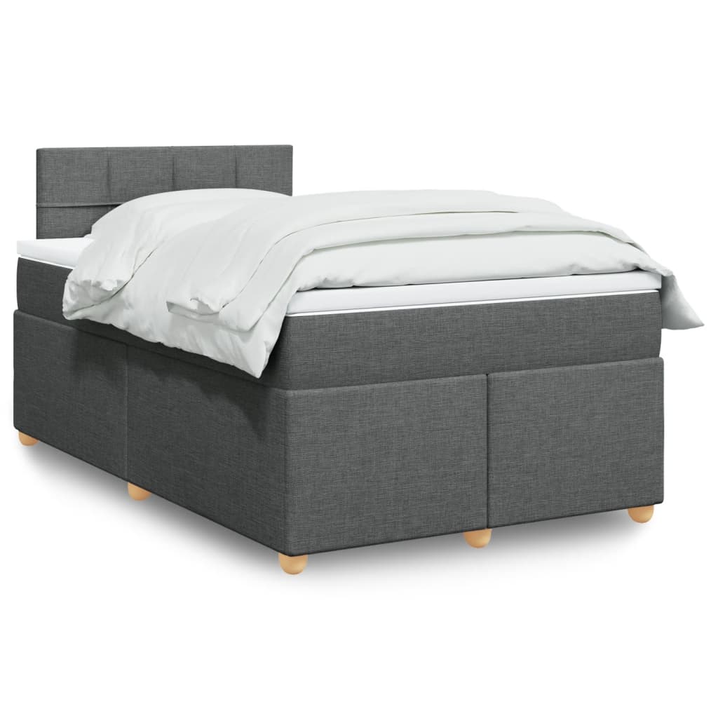 vidaXL Κρεβάτι Boxspring με Στρώμα Σκούρο Γκρι 120x200 εκ. Υφασμάτινο