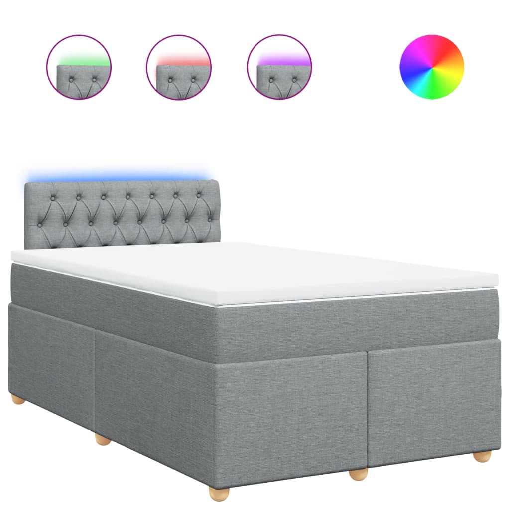 vidaXL Κρεβάτι Boxspring με Στρώμα Ανοιχτό Γκρι 120x200 εκ. Υφασμάτινο