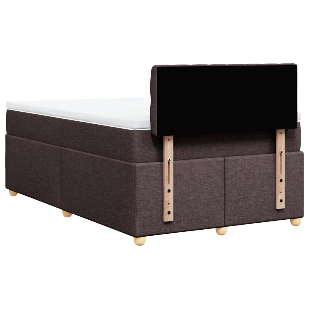 vidaXL Κρεβάτι Boxspring με Στρώμα Σκούρο Καφέ 120x200 εκ. Υφασμάτινο