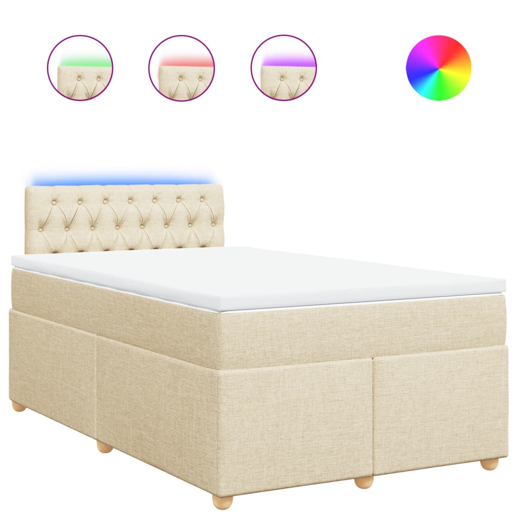vidaXL Κρεβάτι Boxspring με Στρώμα Κρεμ 120x200 εκ. Υφασμάτινο