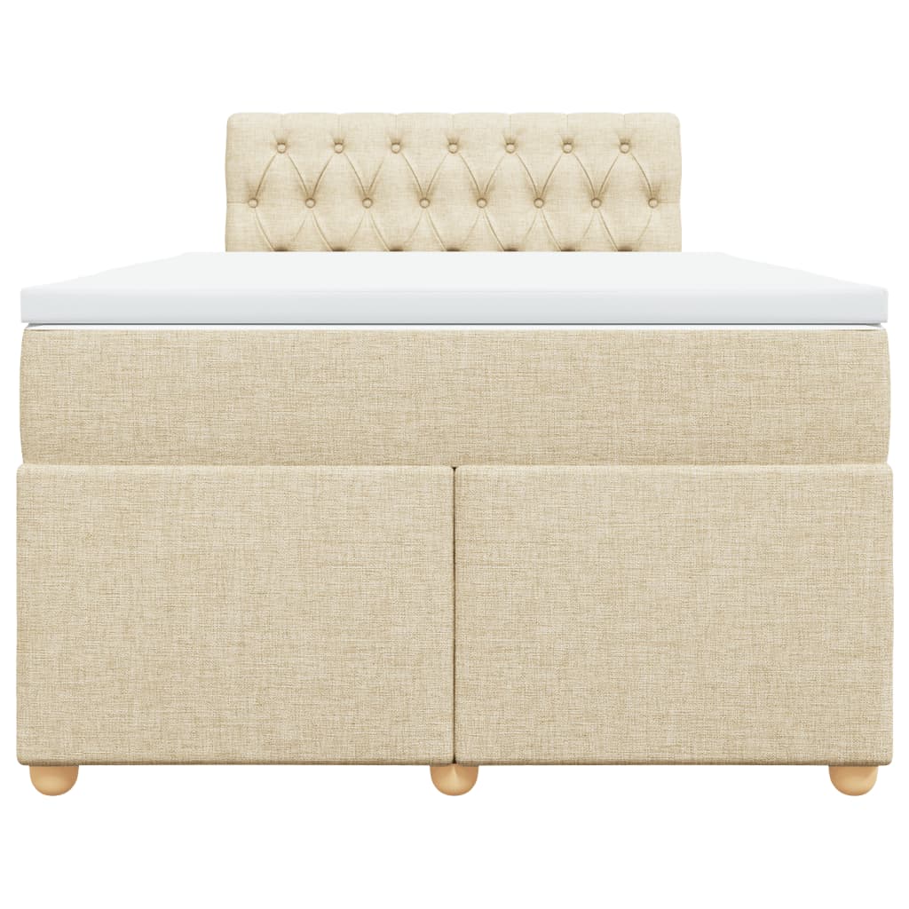 vidaXL Κρεβάτι Boxspring με Στρώμα Κρεμ 120x200 εκ. Υφασμάτινο