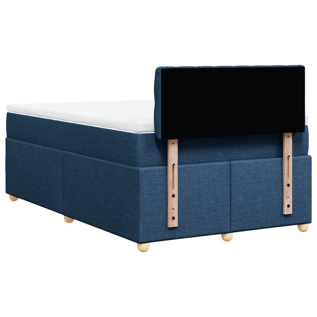 vidaXL Κρεβάτι Boxspring με Στρώμα Μπλε 120x200 εκ. Υφασμάτινο