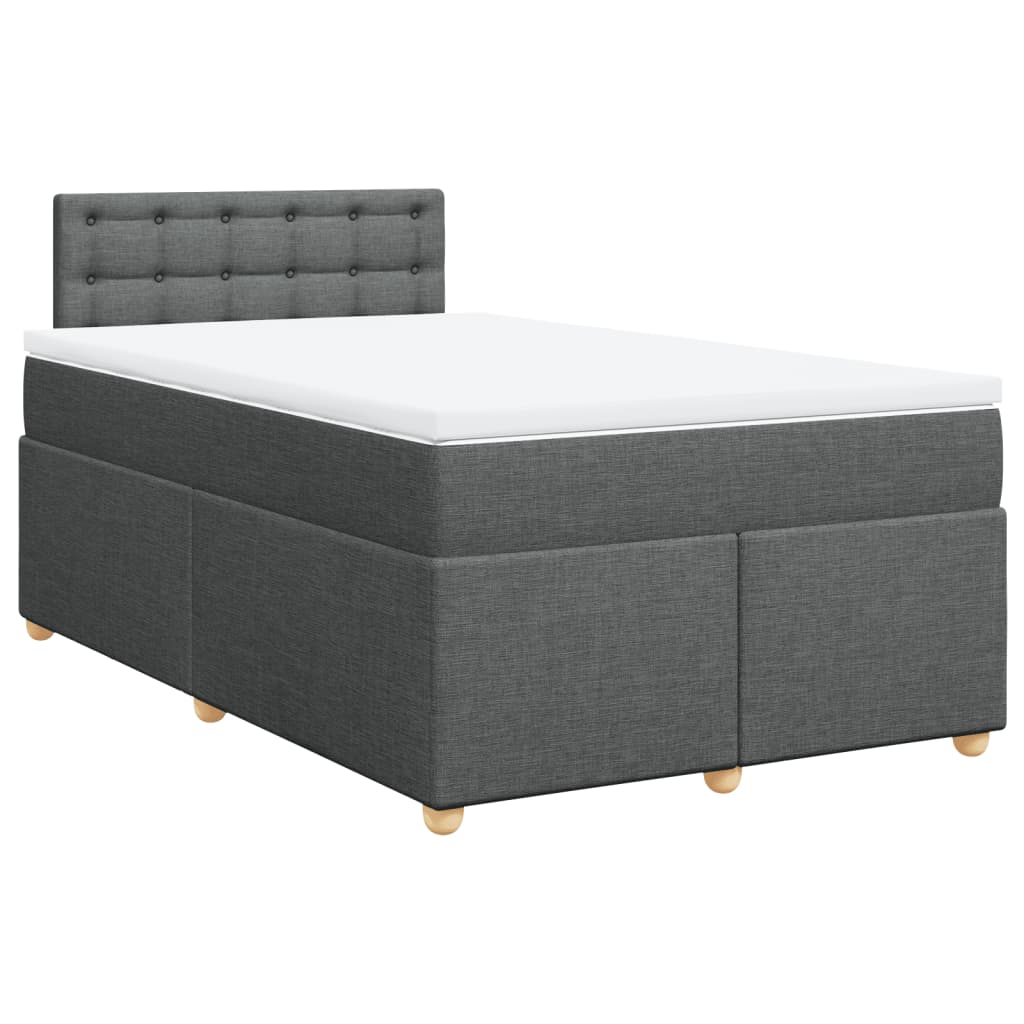 vidaXL Κρεβάτι Boxspring με Στρώμα Σκούρο Γκρι 120x200 εκ. Υφασμάτινο