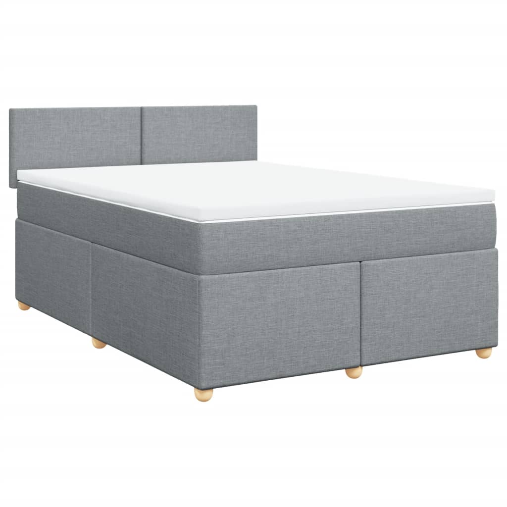 vidaXL Κρεβάτι Boxspring με Στρώμα Ανοιχτό Γκρι 140x190 εκ. Υφασμάτινο