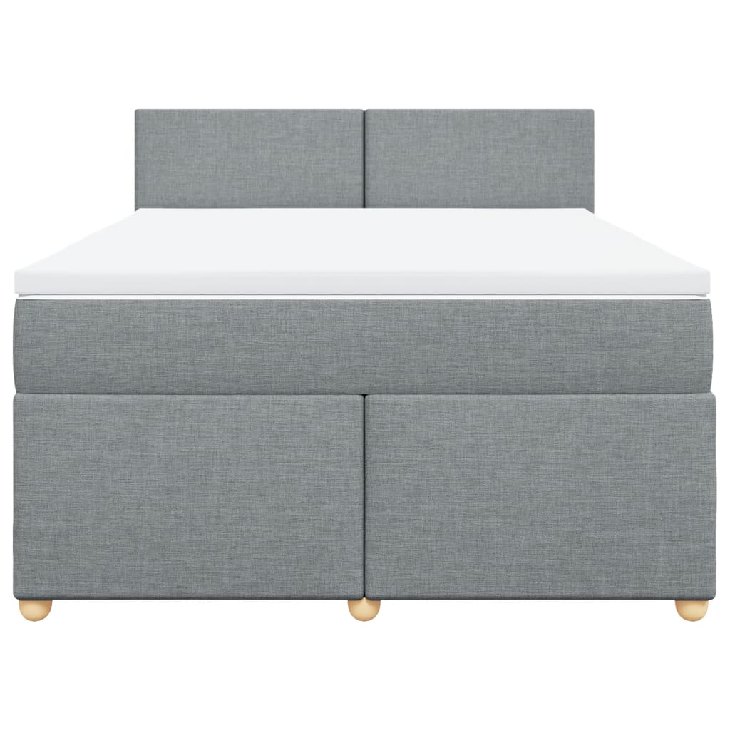 vidaXL Κρεβάτι Boxspring με Στρώμα Ανοιχτό Γκρι 140x190 εκ. Υφασμάτινο