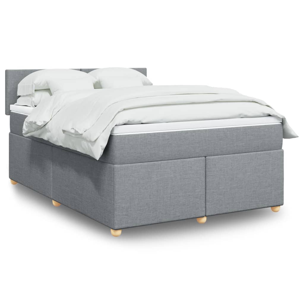 vidaXL Κρεβάτι Boxspring με Στρώμα Ανοιχτό Γκρι 140x190 εκ. Υφασμάτινο