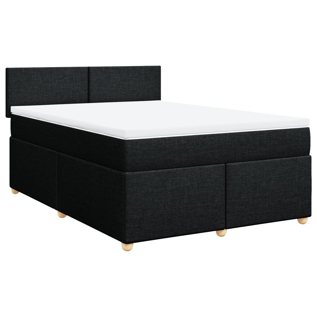 vidaXL Κρεβάτι Boxspring με Στρώμα Μαύρο 140x190 εκ. Υφασμάτινο