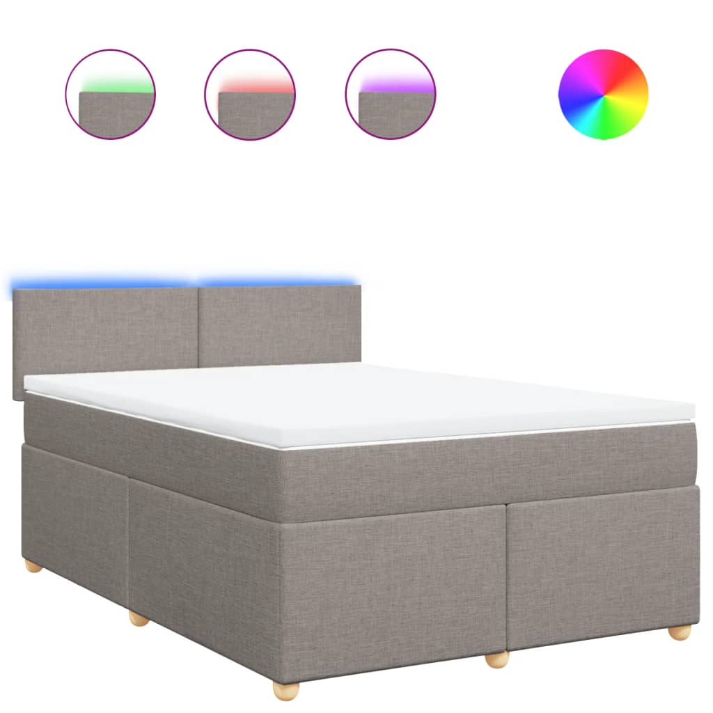 vidaXL Κρεβάτι Boxspring με Στρώμα Taupe 140x190 εκ. Υφασμάτινο
