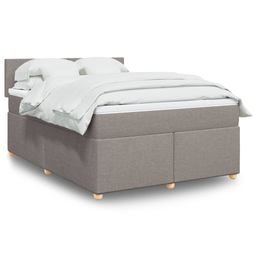 vidaXL Κρεβάτι Boxspring με Στρώμα Taupe 140x190 εκ. Υφασμάτινο