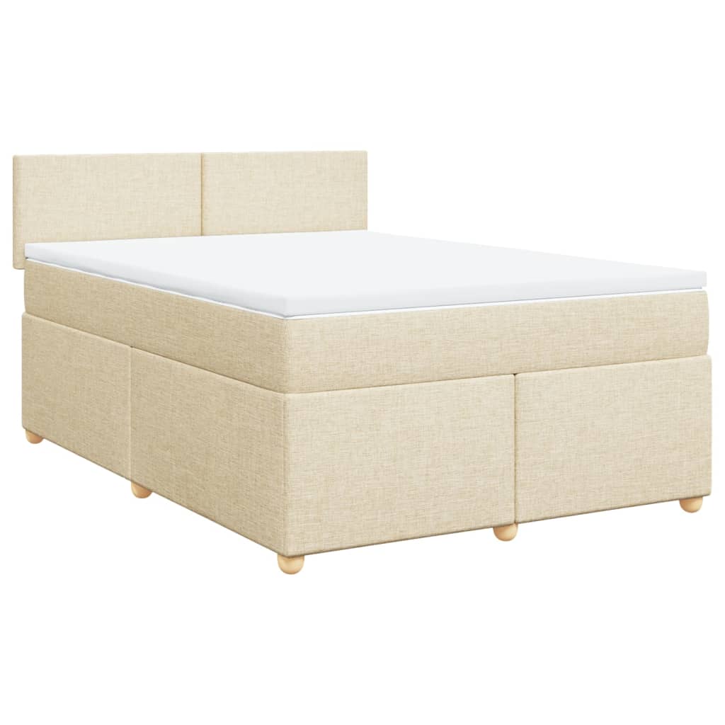 vidaXL Κρεβάτι Boxspring με Στρώμα Κρεμ 140x190 εκ. Υφασμάτινο