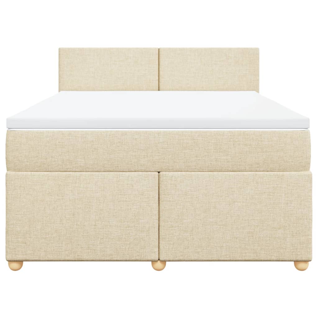 vidaXL Κρεβάτι Boxspring με Στρώμα Κρεμ 140x190 εκ. Υφασμάτινο
