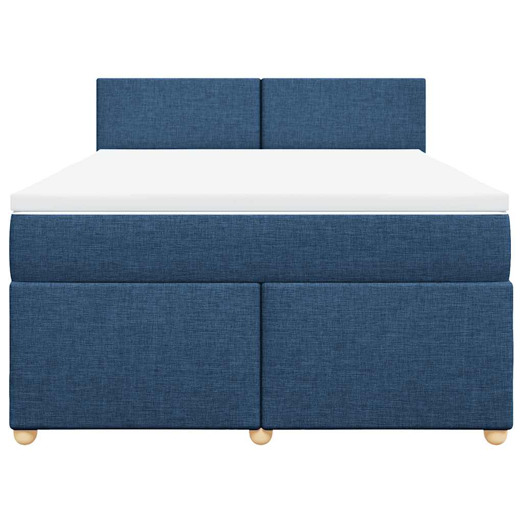 vidaXL Κρεβάτι Boxspring με Στρώμα Μπλε 140x190 εκ. Υφασμάτινο