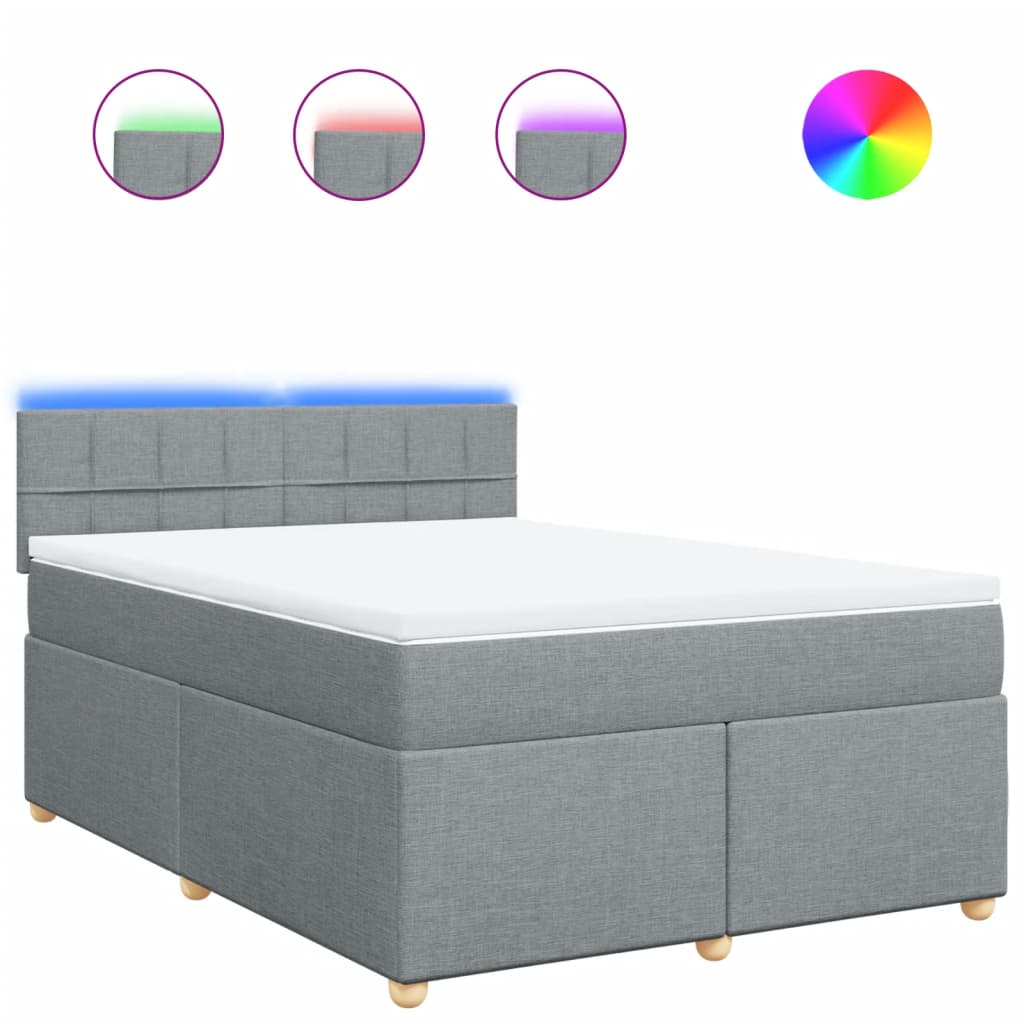 vidaXL Κρεβάτι Boxspring με Στρώμα Ανοιχτό Γκρι 140x190 εκ. Υφασμάτινο