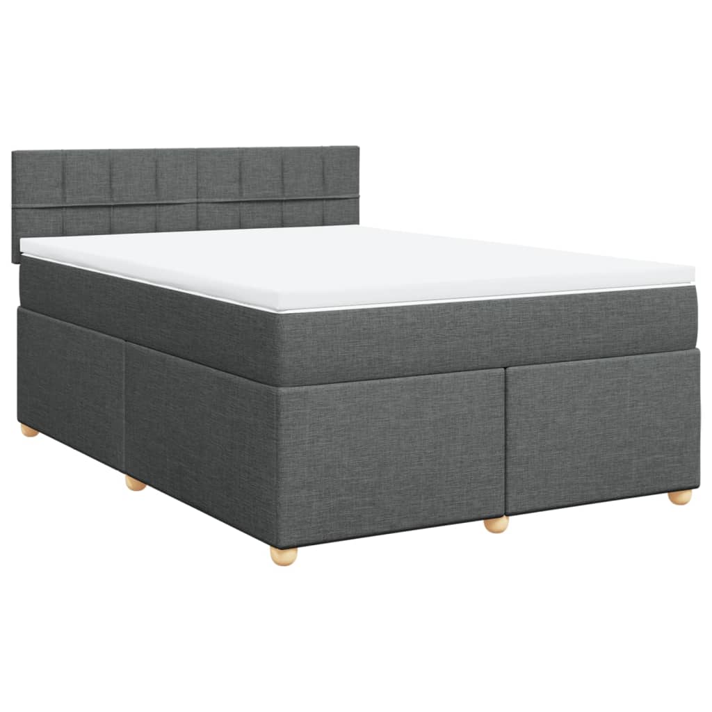 vidaXL Κρεβάτι Boxspring με Στρώμα Σκούρο Γκρι 140x190 εκ. Υφασμάτινο