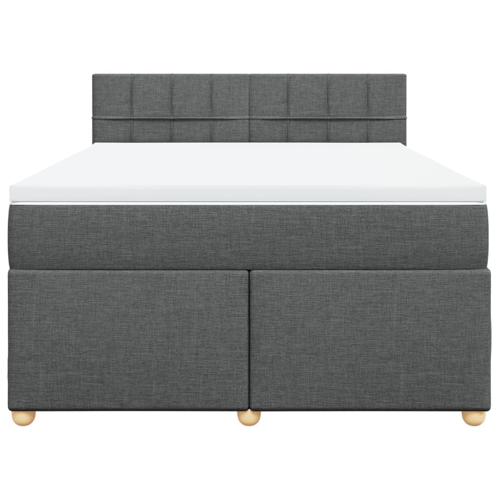 vidaXL Κρεβάτι Boxspring με Στρώμα Σκούρο Γκρι 140x190 εκ. Υφασμάτινο