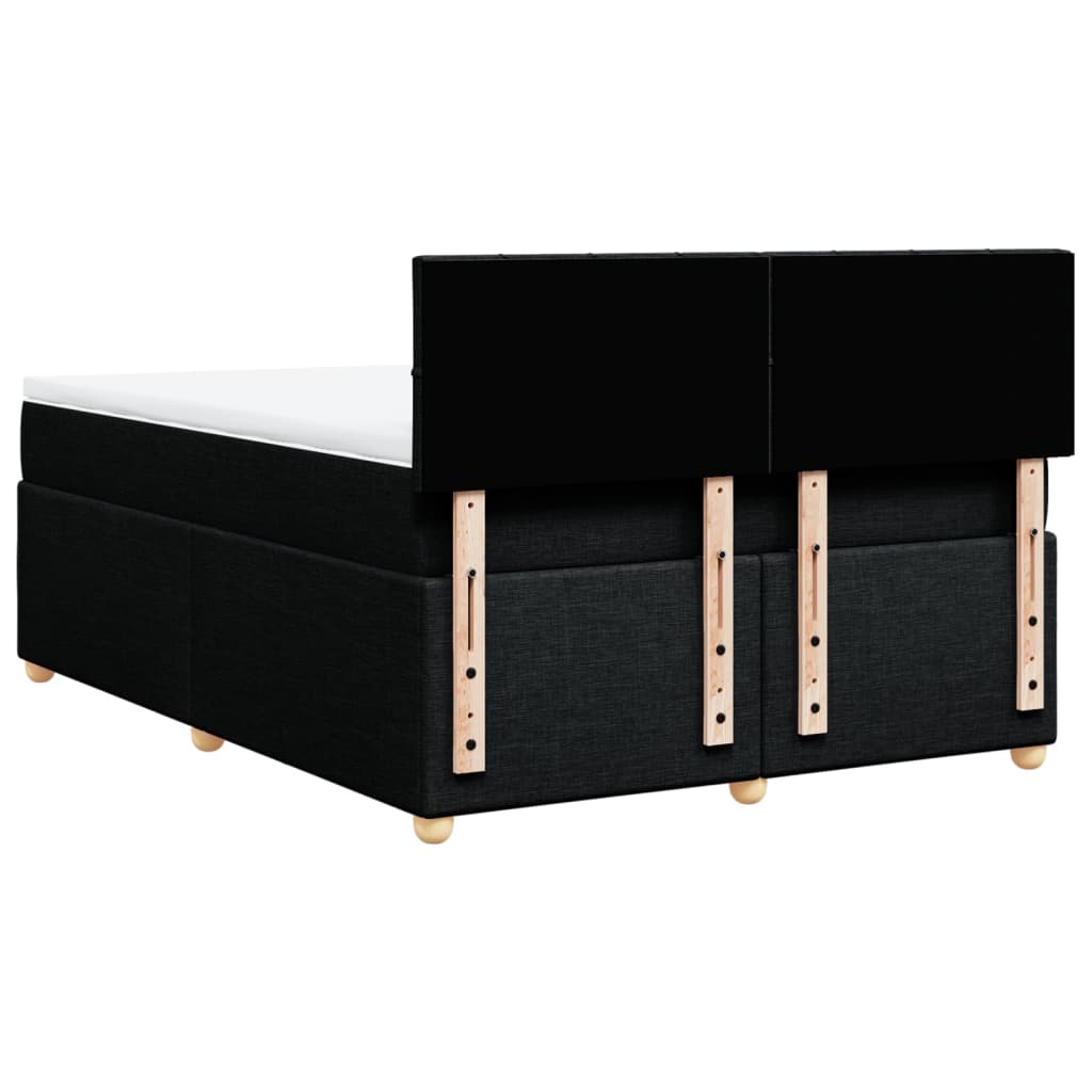 vidaXL Κρεβάτι Boxspring με Στρώμα Μαύρο 140x190 εκ. Υφασμάτινο