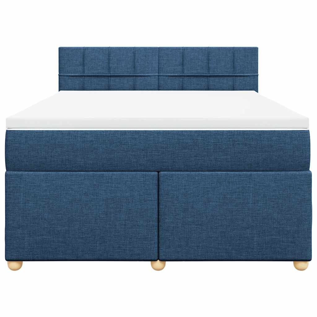 vidaXL Κρεβάτι Boxspring με Στρώμα Μπλε 140x190 εκ. Υφασμάτινο