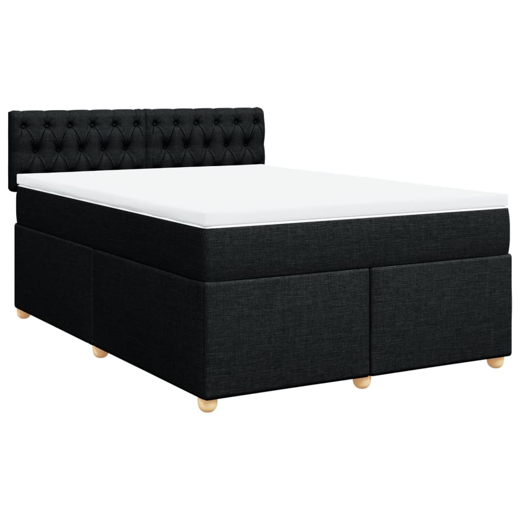 vidaXL Κρεβάτι Boxspring με Στρώμα Μαύρο 140x190 εκ. Υφασμάτινο