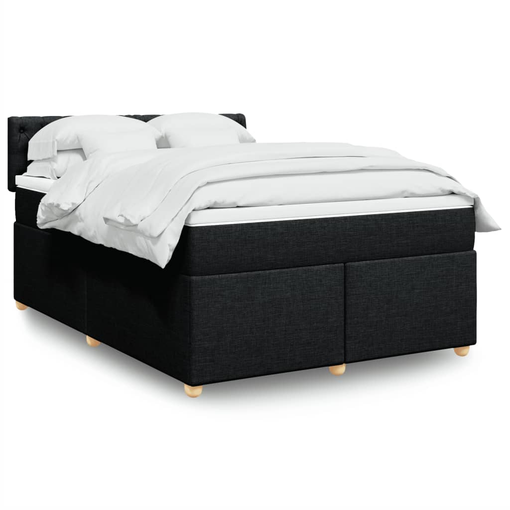 vidaXL Κρεβάτι Boxspring με Στρώμα Μαύρο 140x190 εκ. Υφασμάτινο