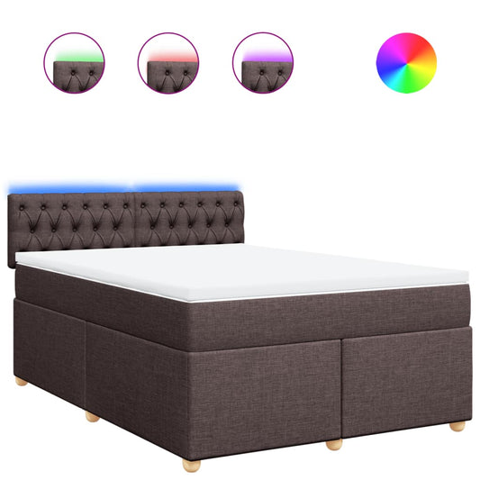 vidaXL Κρεβάτι Boxspring με Στρώμα Σκούρο Καφέ 140x190 εκ. Υφασμάτινο
