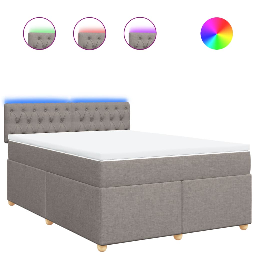 vidaXL Κρεβάτι Boxspring με Στρώμα Taupe 140x190 εκ. Υφασμάτινο