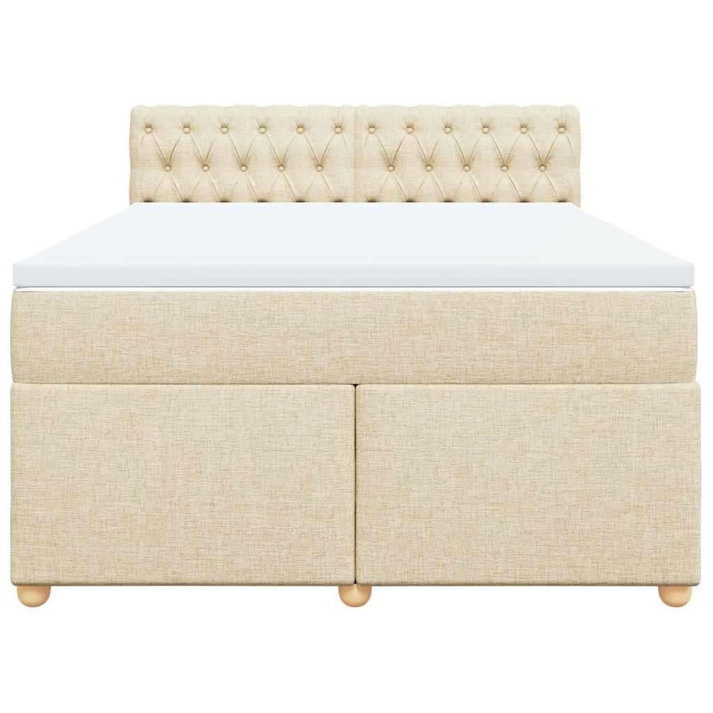vidaXL Κρεβάτι Boxspring με Στρώμα Κρεμ 140x190 εκ. Υφασμάτινο