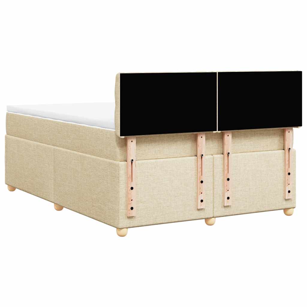 vidaXL Κρεβάτι Boxspring με Στρώμα Κρεμ 140x190 εκ. Υφασμάτινο