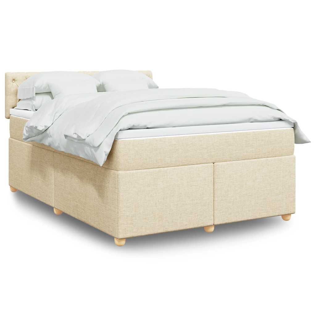 vidaXL Κρεβάτι Boxspring με Στρώμα Κρεμ 140x190 εκ. Υφασμάτινο