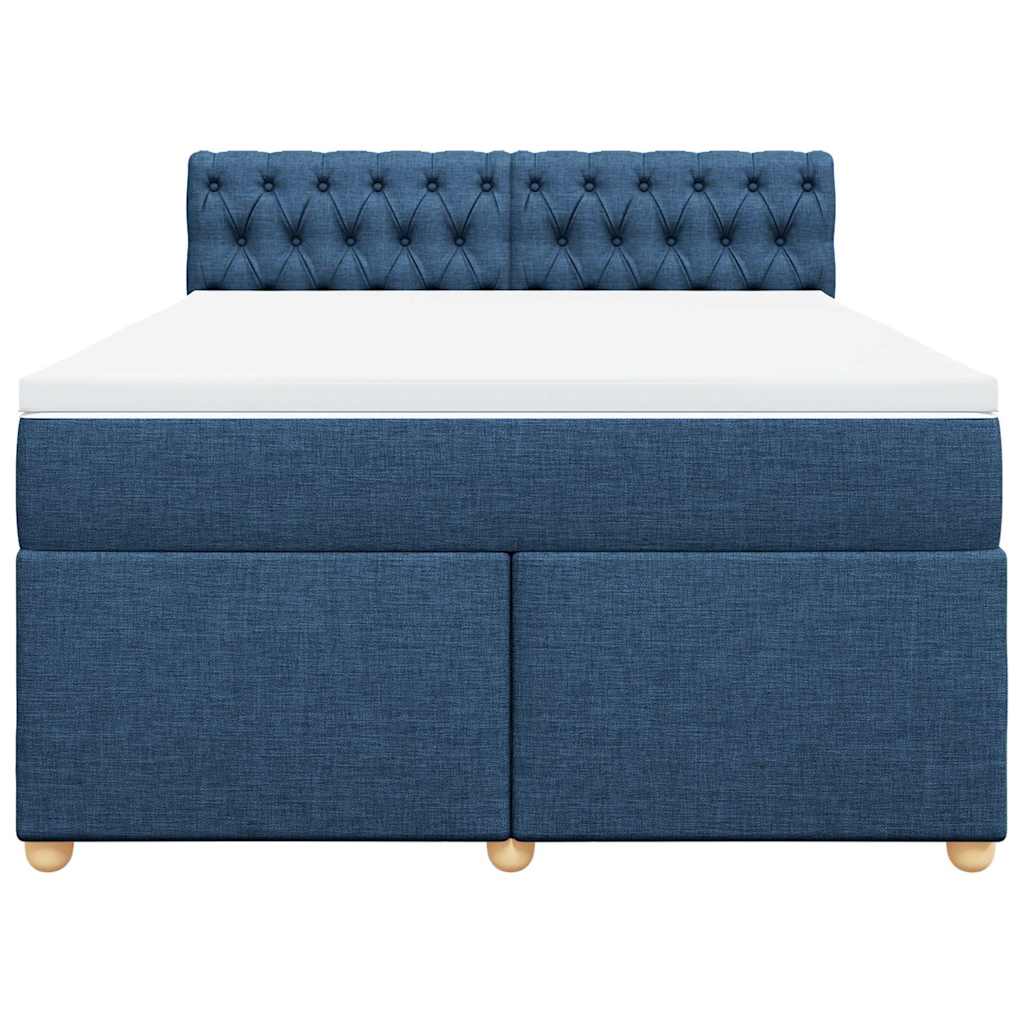 vidaXL Κρεβάτι Boxspring με Στρώμα Μπλε 140x190 εκ. Υφασμάτινο