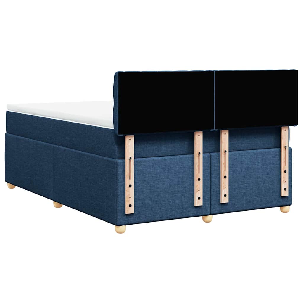 vidaXL Κρεβάτι Boxspring με Στρώμα Μπλε 140x190 εκ. Υφασμάτινο