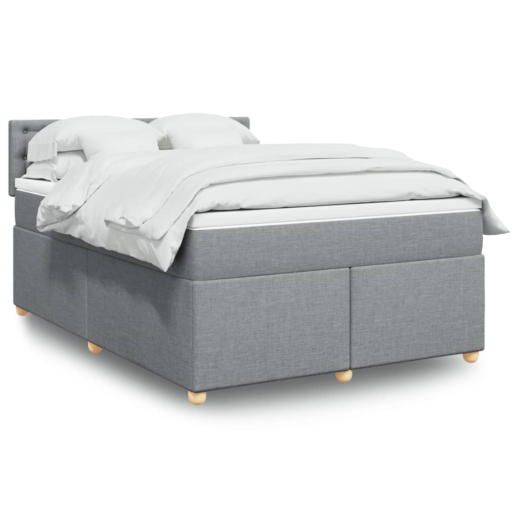 vidaXL Κρεβάτι Boxspring με Στρώμα Ανοιχτό Γκρι 140x190 εκ. Υφασμάτινο