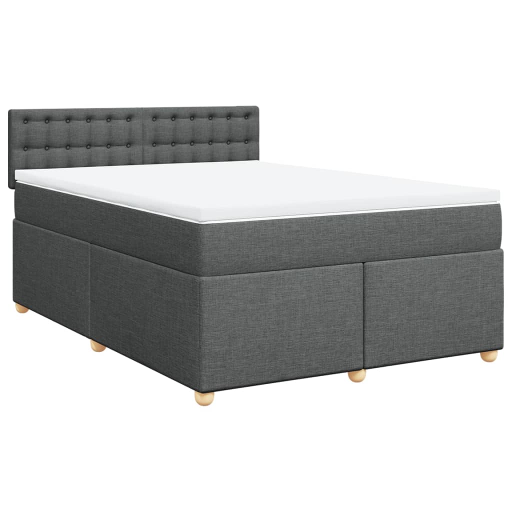 vidaXL Κρεβάτι Boxspring με Στρώμα Σκούρο Γκρι 140x190 εκ. Υφασμάτινο