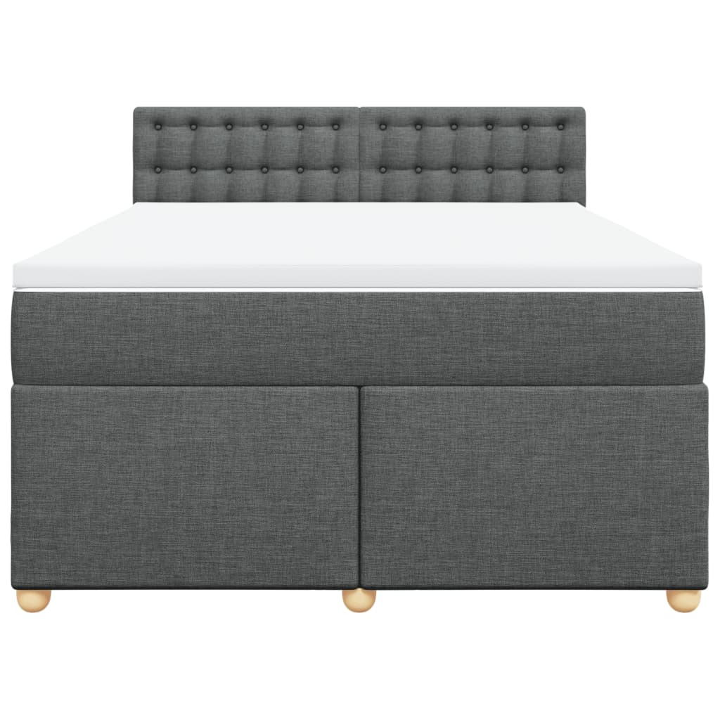 vidaXL Κρεβάτι Boxspring με Στρώμα Σκούρο Γκρι 140x190 εκ. Υφασμάτινο