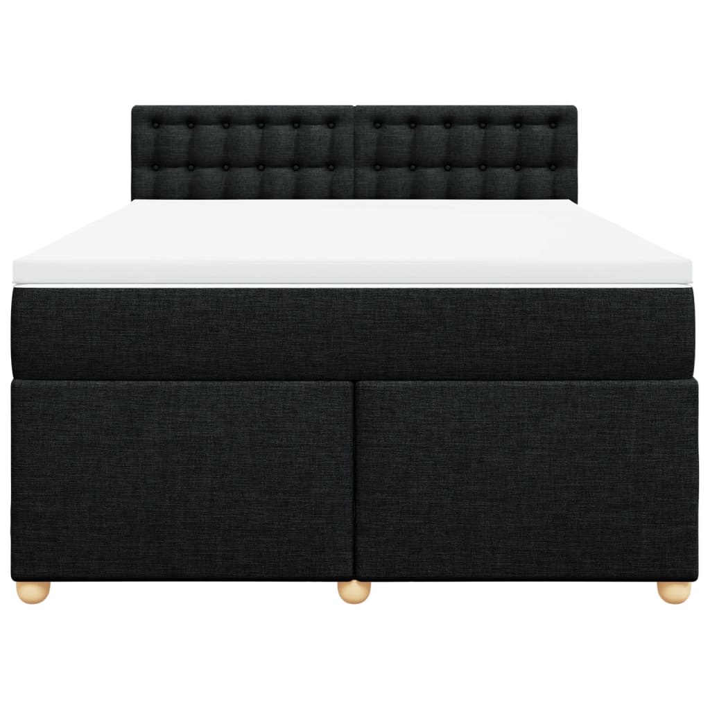 vidaXL Κρεβάτι Boxspring με Στρώμα Μαύρο 140x190 εκ. Υφασμάτινο