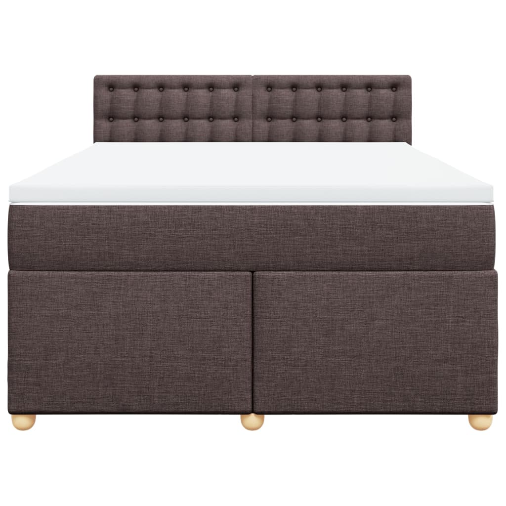 vidaXL Κρεβάτι Boxspring με Στρώμα Σκούρο Καφέ 140x190 εκ. Υφασμάτινο