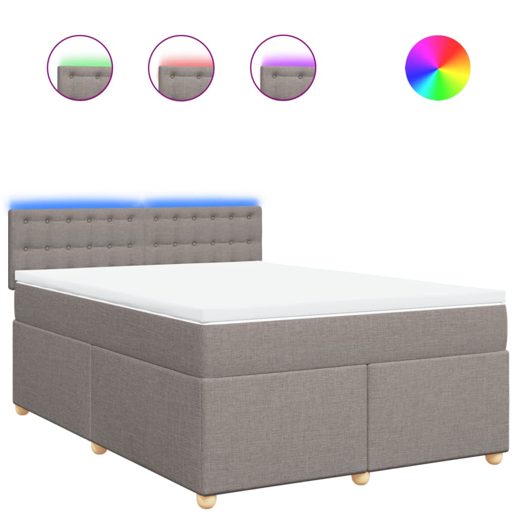 vidaXL Κρεβάτι Boxspring με Στρώμα Taupe 140x190 εκ. Υφασμάτινο