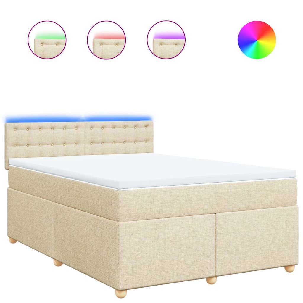 vidaXL Κρεβάτι Boxspring με Στρώμα Κρεμ 140x190 εκ. Υφασμάτινο