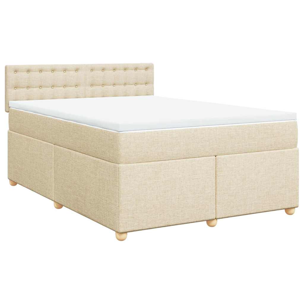 vidaXL Κρεβάτι Boxspring με Στρώμα Κρεμ 140x190 εκ. Υφασμάτινο