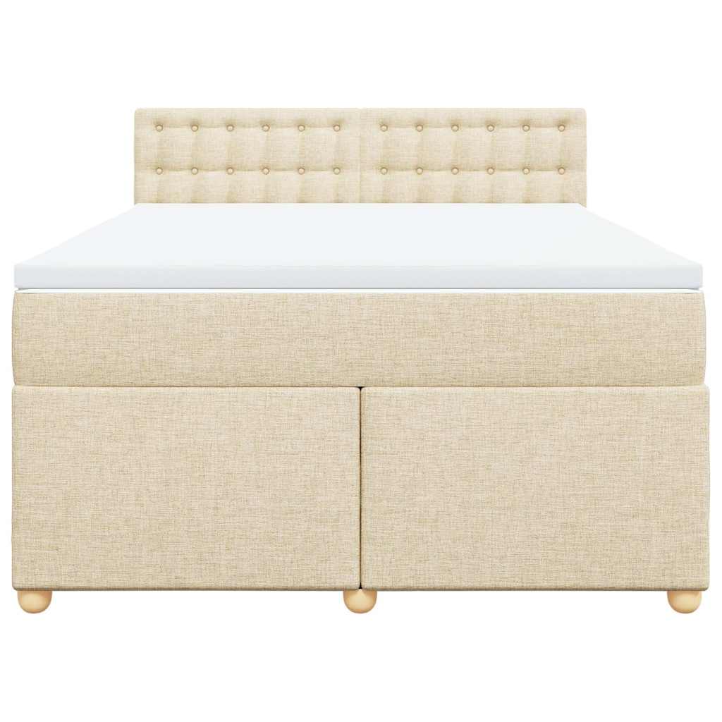 vidaXL Κρεβάτι Boxspring με Στρώμα Κρεμ 140x190 εκ. Υφασμάτινο