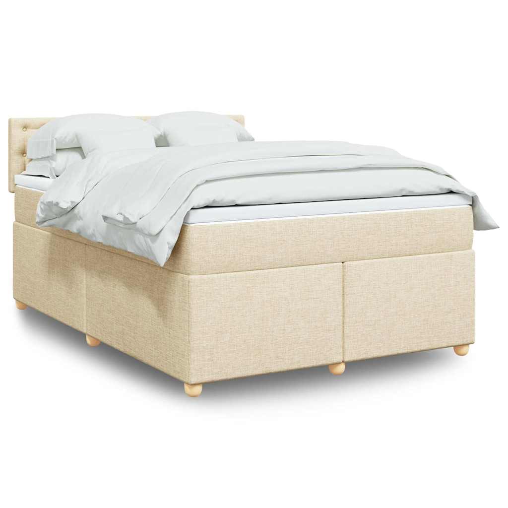 vidaXL Κρεβάτι Boxspring με Στρώμα Κρεμ 140x190 εκ. Υφασμάτινο