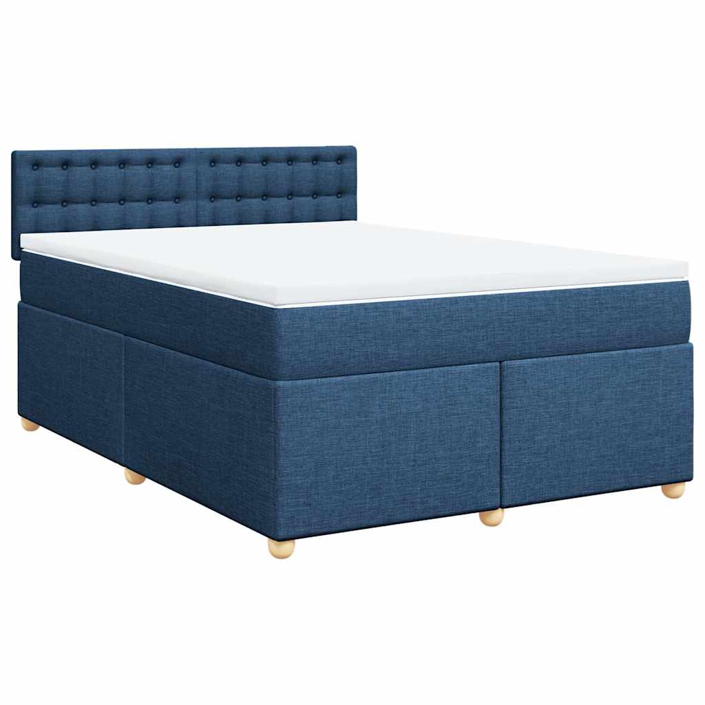 vidaXL Κρεβάτι Boxspring με Στρώμα Μπλε 140x190 εκ. Υφασμάτινο