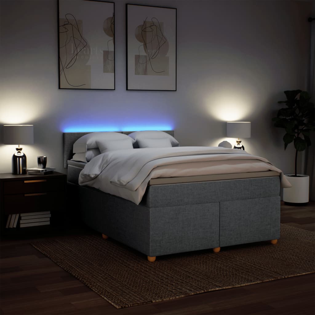 vidaXL Κρεβάτι Boxspring με Στρώμα Ανοιχτό Γκρι 140x200 εκ. Υφασμάτινο