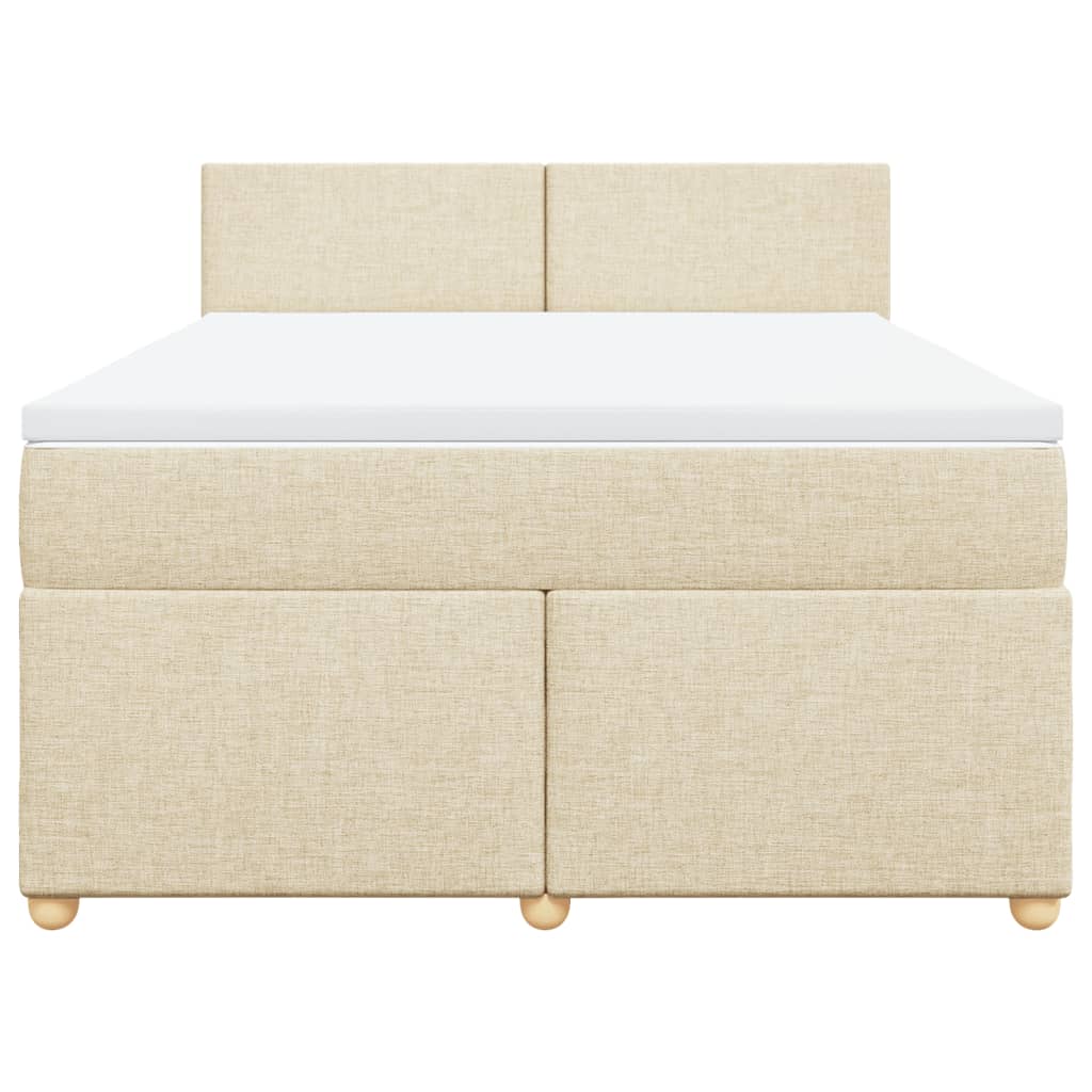 vidaXL Κρεβάτι Boxspring με Στρώμα Κρεμ 140x200 εκ. Υφασμάτινο