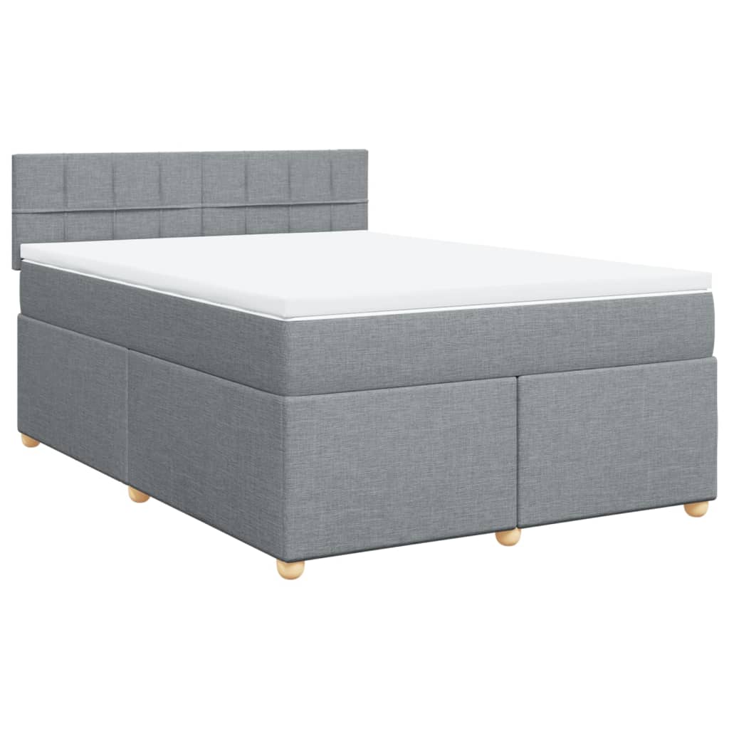 vidaXL Κρεβάτι Boxspring με Στρώμα Ανοιχτό Γκρι 140x200 εκ. Υφασμάτινο